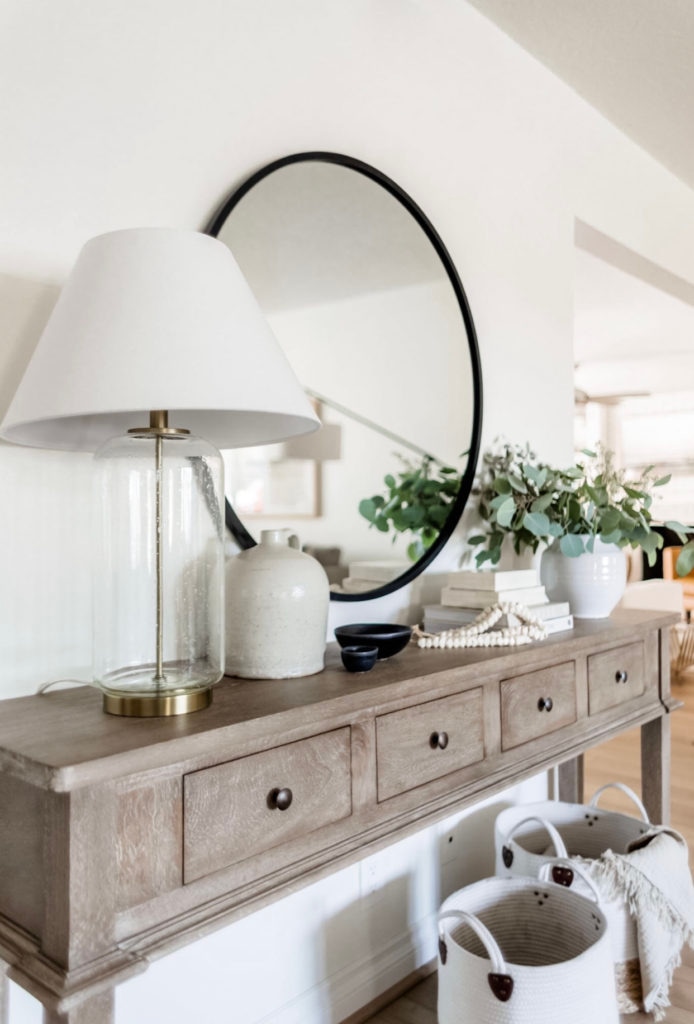 Console Table Reveal - Halfway Wholeistic; Click here to see this console table reveal on Halfway Wholeistic! Console table decorating entryway luxury. Console table decorating farmhouse rustic. Console table decorating entryway modern. Console table decorating behind couch. Console table decorating with lamps. Console table decorating farmhouse mirror. Console table decorating entryway foyers. Console table decorating under tv. Console table decorating farmhouse family rooms. 