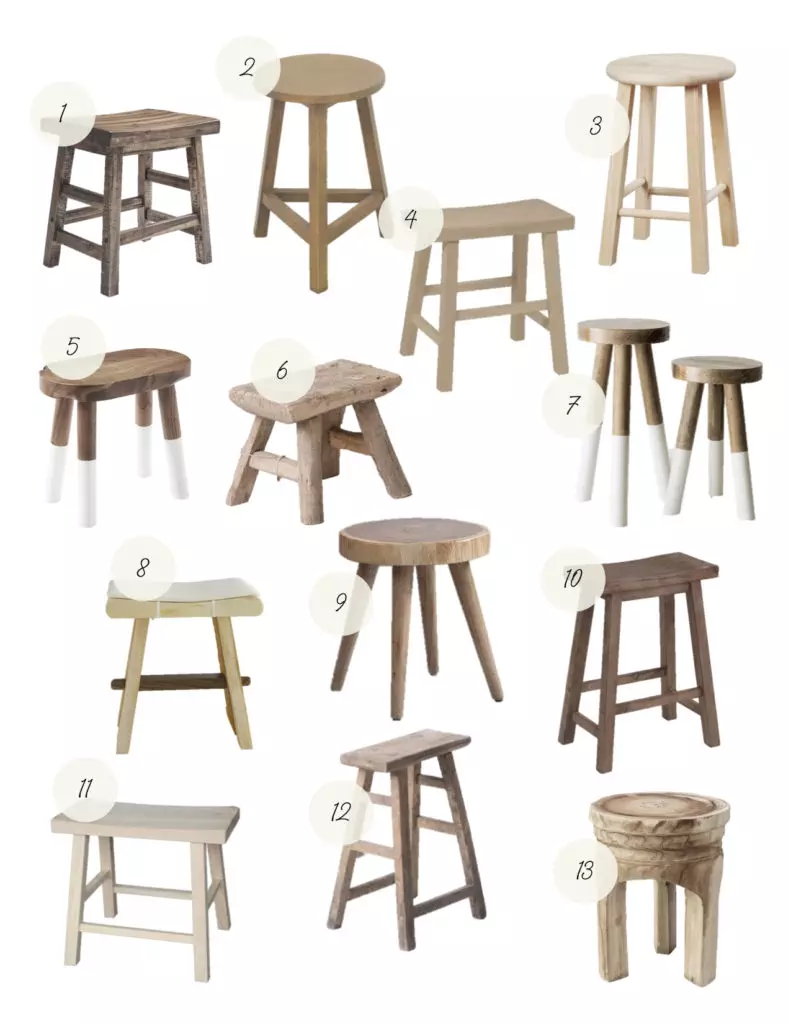 Five Uses For An Accent Stool - Halfway Wholeistic; Click here to see the accent stools on Halfway Wholeistic! Vintage-look accent stools seem to be all the rage these days. I love both the look and versatility of them. Whether you’re looking to add seating, an accent table, or a nightstand, a stool is the perfect addition to nearly any space! Stools for kitchen island with back wood. Stool design wooden modern. Stools for living room extra seating. Kitchen stools with backs modern. Stools in front of fireplace.