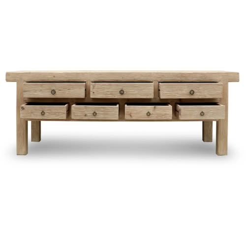 98 inch solid pine wood sideboard with seven drawers