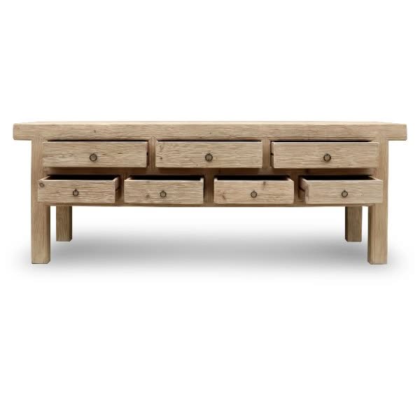 Lily's Living Capri 98 inch solid pine 7 drawer sideboard